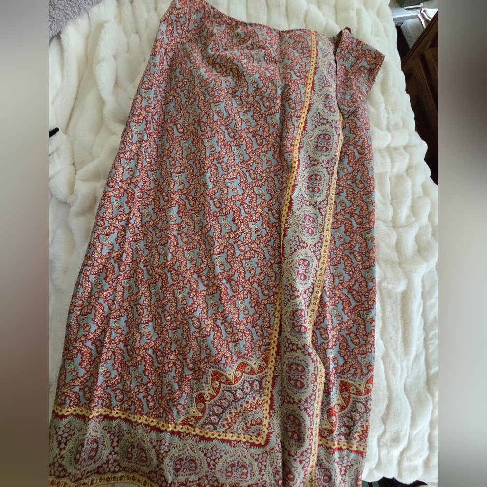 Lauren By RALPH LAUREN Bohemian Print Maxi Wrap Skirt